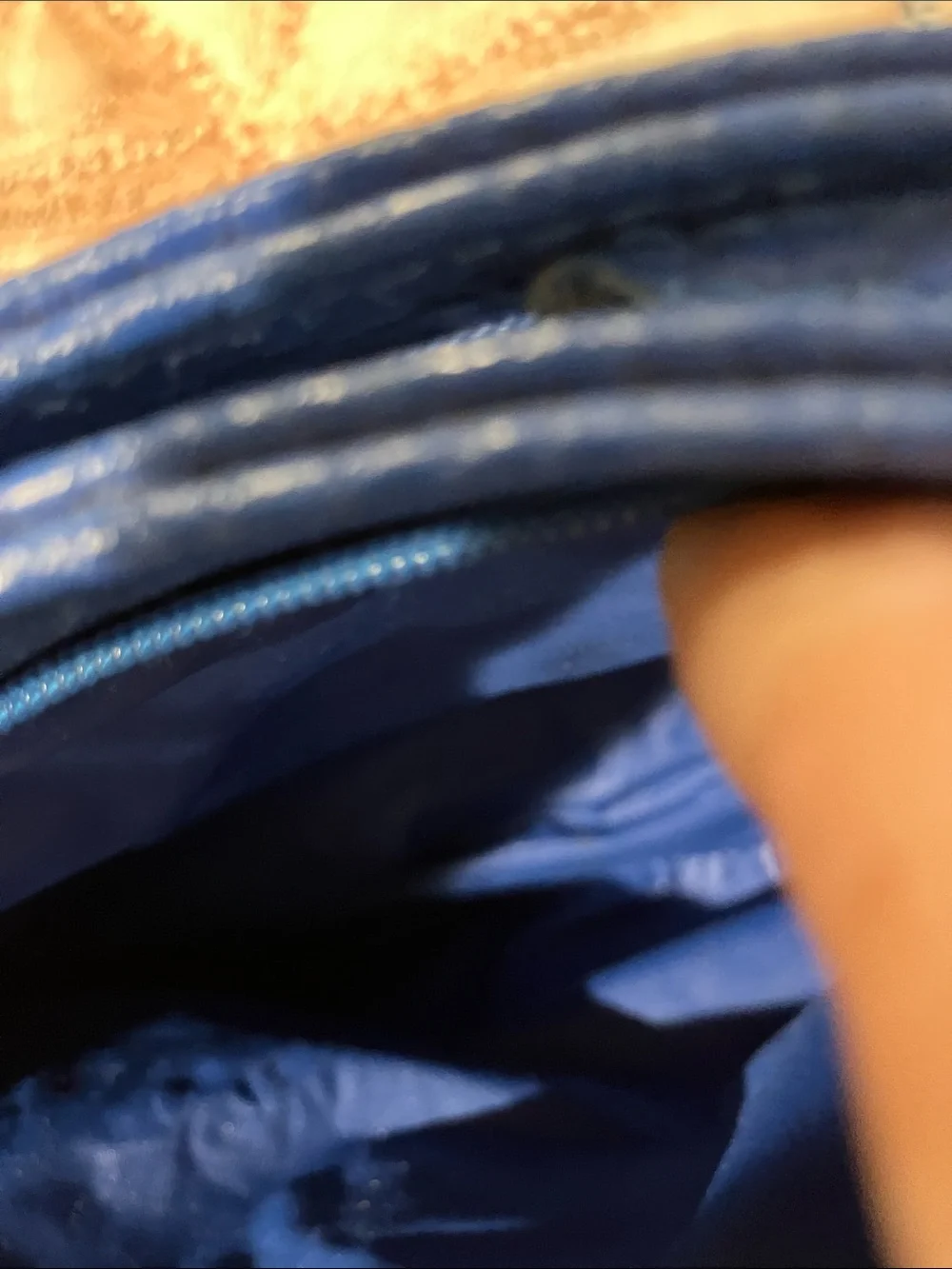 Blue Leather Zip-Top Women's Clutch